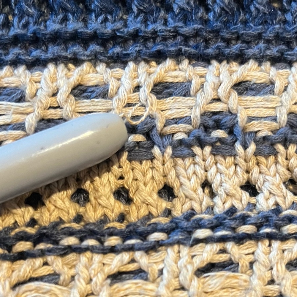 Orvis Women’s Striped Blue & Cream Sweater Sz M Eclectic Grandpa Cabincore Cozy - Picture 10 of 12